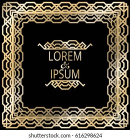 Vector background with square art-deco frame
