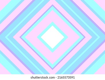 Vector background with square and diamond concentric shapes in pastel and neon colors. Vector illustration. Colorful background