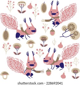 vector background with squirrel
