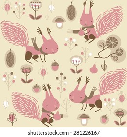 vector background with squirrels