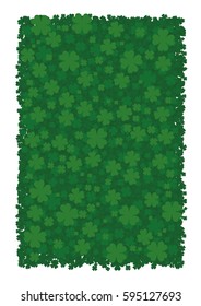 Vector background for St. Patrick's Day, green clover leaves, four-leafed clover, bringing good luck.