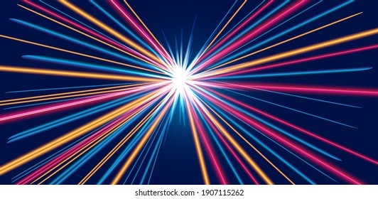 Vector background with the star and the colorful  rays.