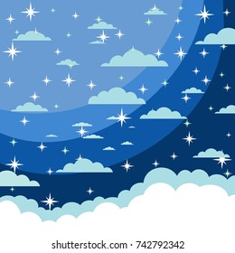 Vector background. Starry night sky.  flat illustration