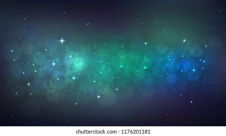 Vector background with starry space, Milky Way, beautiful nebula, cosmos