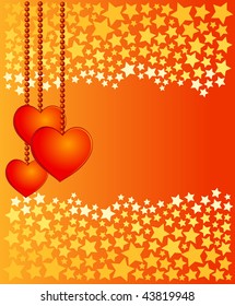 Vector background with stars and hearts, inspired by the feast of St. Valentine