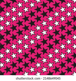 Vector background stars in, color black white pink flat style
