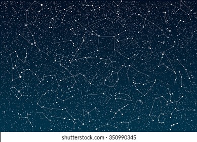 Vector background.  Stars on the dark blue sky. Starry night sky.