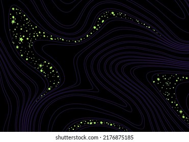 Vector Background with Stars and Stripes. Dark Abstract Illustration of Galaxy. Aesthetic of Celestial Retrofuturism 