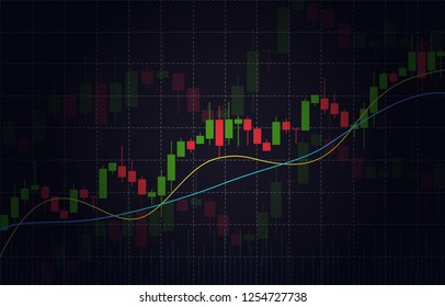 Vector background with stock market candlesticks chart. Forex trading creative design. Candlestick graph illustration for trade analytics 