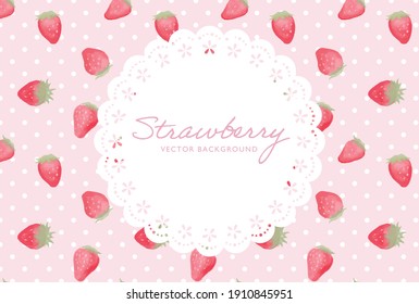 vector background with strawberries and doily for banners, cards, flyers, social media wallpapers, etc.