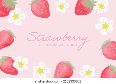 vector background with strawberries and flowers for banners, cards, flyers, social media wallpapers, etc.