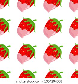 Vector Background with Strawberry in Chocolate. Pattern with Strawberry in Chocolate. Texture with Strawberry in Chocolate