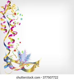 vector background with streamer and carnival mask