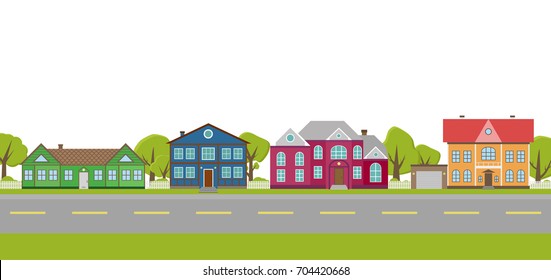 vector background with street and houses