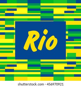 Vector a background in a strip in the different flowers with the inscription Rio.Abstract vector template design Brazil .concept, brochure, Web sites, page, leaflet, with colored lines , logo.