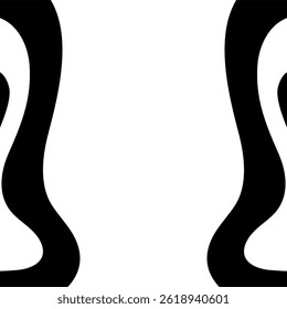 A vector background with a strong black and white contrast, featuring two mirrored organic wavy black shapes on each side, creating a tall central white space.