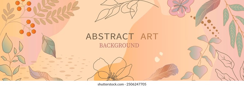 Vector background in the style of abstract art. Luxurious minimalistic wallpaper featuring flowers and foliage. Vector background for banner, poster, wedding card, decoration