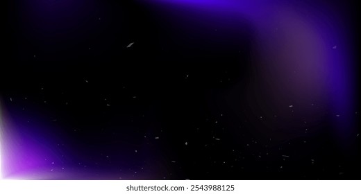Fundo de vetor no estilo de filme preto com o efeito de luz e poeira. Imagem gráfica abstrata em estilo vintage com tons roxos brilhantes
