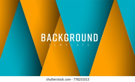 Vector background in style of material design with soaring sheets on different levels. Template of blue-yellow banner for the site.