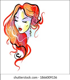 
VECTOR Background with a
stylish  fashion original hand-drawn graphics portrait  with beautiful young beautiful girl model for design. 