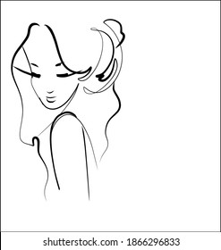 
Fondo del VECTOR con un
elegante retrato de diseño de gráficos originales dibujados a mano con hermoso modelo de chica joven y hermosa. 