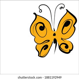 
VECTOR Background with a
stylish  summer fashion original hand-drawn graphics sketch   with beautiful butterfly  for design natural  logo 