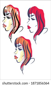 
Fondo del VECTOR con un
elegante  retrato original de dibujo gráfico a mano  con el hermoso modelo de chica joven modelo de diseño logotipo de belleza 