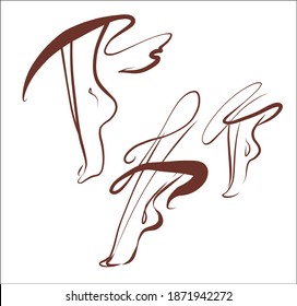 
VECTOR Background with a
stylish  original hand-drawn graphics sketch image set with female legs  for design beauty  pedicure logo 