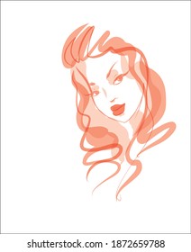
VECTOR Background with a
stylish  original hand-drawn graphics sketch portrait  with beautiful young girl model for design beauty logo 