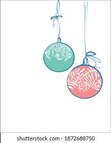 

VECTOR Background with a
stylish  original hand-drawn graphics sketch background  with beautiful Christmas glass ball for design New Year card 
