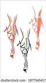
VEKTOR-Hintergrund mit
stylisch  originalgezeichnete Grafikskizze Set  mit schönen jungen Modellbeinen für Design-Beauty-Logo 
