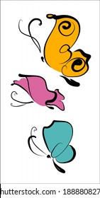 
VECTOR Background with a
stylish  original hand-drawn graphics sketch graphic with beautiful butterfly Set  for design  logo 
