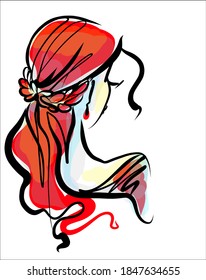 
Fondo del VECTOR con un
elegante retrato gráfico original dibujado a mano con un hermoso modelo joven y atractivo para el diseño. Moda, estilo,    belleza. Dibujo gráfico, dibujo de esbozo.