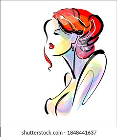 
VECTOR Background with a
stylish  original hand-drawn graphics portrait  with beautiful young attractive girl model for design. Fashion, style,    beauty . Graphic, sketch drawing.
logotype
 