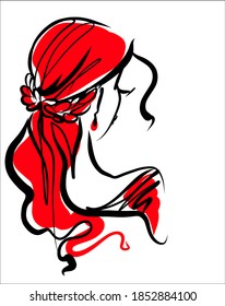 
Fondo del VECTOR con un
elegante retrato gráfico original dibujado a mano con un hermoso modelo joven y atractivo para el diseño. Moda, estilo,    belleza. Dibujo gráfico, dibujo de esbozo.
