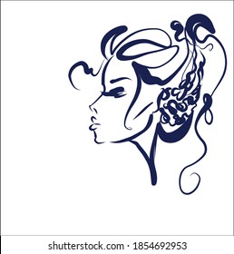 
Fondo del VECTOR con un
elegante retrato gráfico original dibujado a mano con un hermoso modelo joven y atractivo para el diseño. Moda, estilo,    belleza. Dibujo gráfico, dibujo de esbozo.
