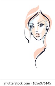 
VECTOR Background with a
stylish  original hand-drawn graphics portrait  with beautiful young attractive girl model for design. Fashion, style,    beauty . Graphic, sketch drawing.
logotype