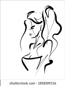 
VECTOR Background with a
stylish  original hand-drawn graphics portrait  with beautiful young attractive girl model for design. Fashion, style,    beauty . Graphic, sketch drawing.
logotype