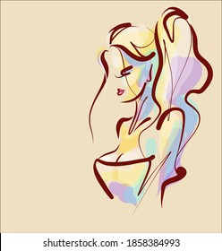 
Fondo del VECTOR con un
elegante retrato gráfico original dibujado a mano con un hermoso modelo joven y atractivo para el diseño. Moda, estilo,    belleza. Dibujo gráfico, dibujo de esbozo.
logotipo