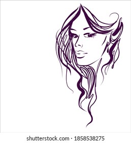 
VECTOR Background with a
stylish  original hand-drawn graphics portrait  with beautiful young attractive girl model for design. Fashion, style,    beauty . Graphic, sketch drawing.
logotype