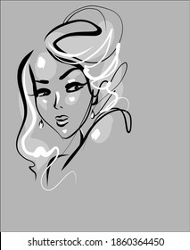 
Fondo del VECTOR con un
elegante retrato gráfico original dibujado a mano con un hermoso modelo joven y atractivo para el diseño. Moda, estilo,    belleza. Dibujo gráfico, dibujo de esbozo.
logotipo