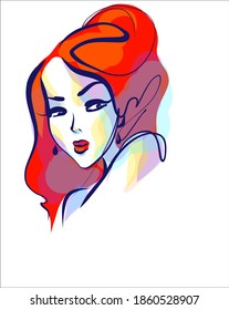 
VEKTOR-Hintergrund mit
stylische, handgezeichnete Grafik-Portrait mit schönem jungen attraktiven Girl-Modell für Design. Mode, Stil,    Schönheit. Grafik, Skizze.
Logotyp