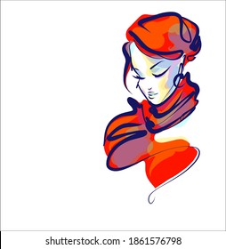 
Fondo del VECTOR con un
elegante retrato gráfico original dibujado a mano con un hermoso modelo joven y atractivo para el diseño. 