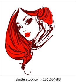 
Fondo del VECTOR con un
elegante retrato gráfico original dibujado a mano con un hermoso modelo joven y atractivo para el diseño. Moda, estilo,    belleza. Dibujo gráfico, dibujo de esbozo.
logotipo