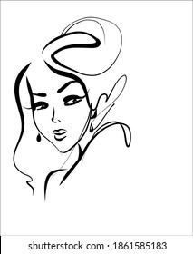 
VECTOR Background with a
stylish  original hand-drawn graphics portrait  with beautiful young attractive girl model for design. 