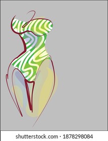 
Fondo del VECTOR con un
diseño original y elegante de dibujos gráficos dibujados a mano con el hermoso modelo de chica joven en bikini para el logo de diseño de moda 