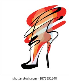 
VECTOR Background with a
stylish  original hand-drawn sketch graphics with beautiful shoes for fashion design logo 