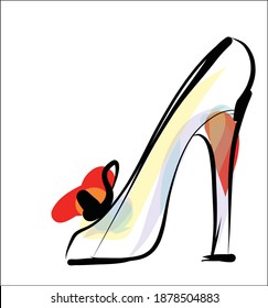 
VEKTOR-Hintergrund mit
stylische originale, handgezeichnete Skizzengrafik mit schönen Schuhen für das Modedesign-Logo 