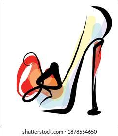 
VEKTOR-Hintergrund mit
stylische originale, handgezeichnete Skizzengrafik mit schönen Schuhen für das Modedesign-Logo 
