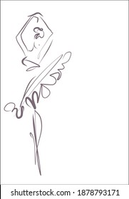 
VECTOR Background with a
stylish  fashion original hand-drawn graphics sketch   with beautiful young ballerina for design art ballet logo 